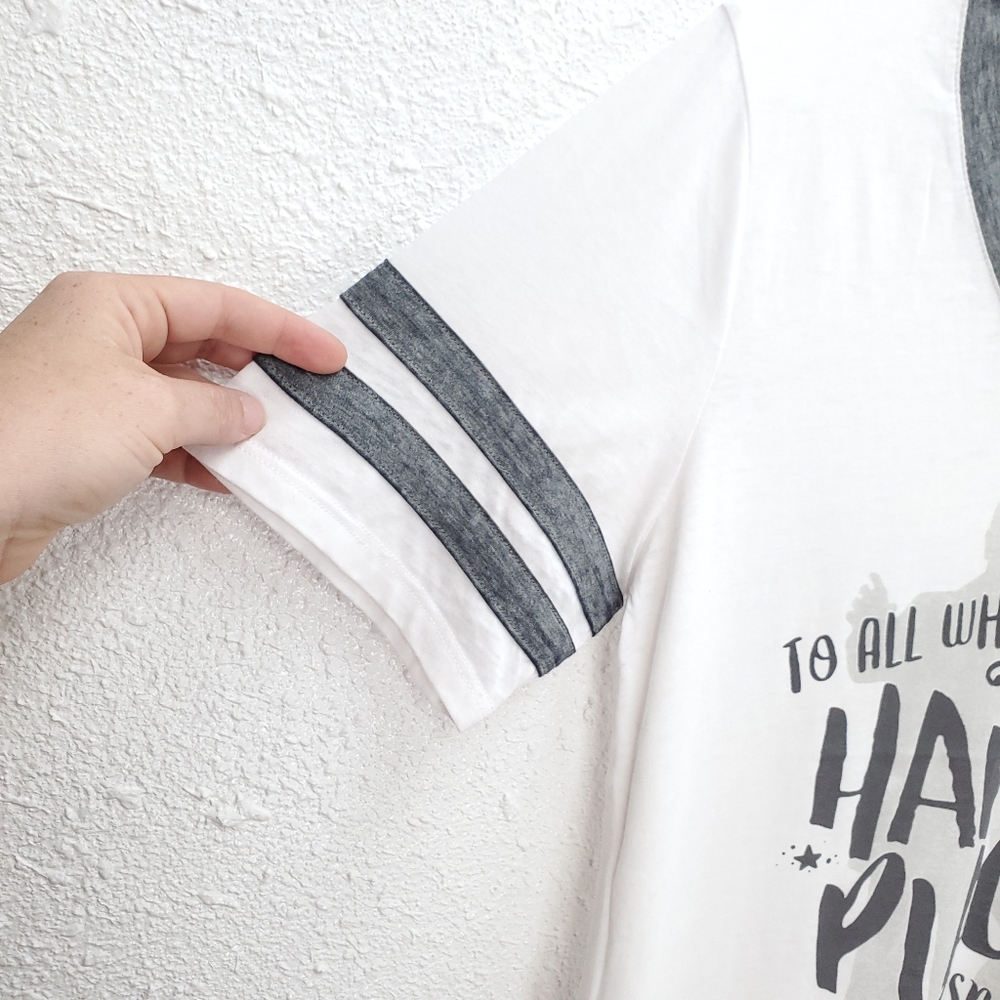 NWT Disney Store Park Ringer Style "Happy Place" Mickey Mouse Graphic Tee Shirt - Picture 7 of 10